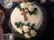 cross cake with flowers