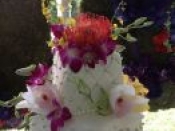 top of tier cake multicolor flowers